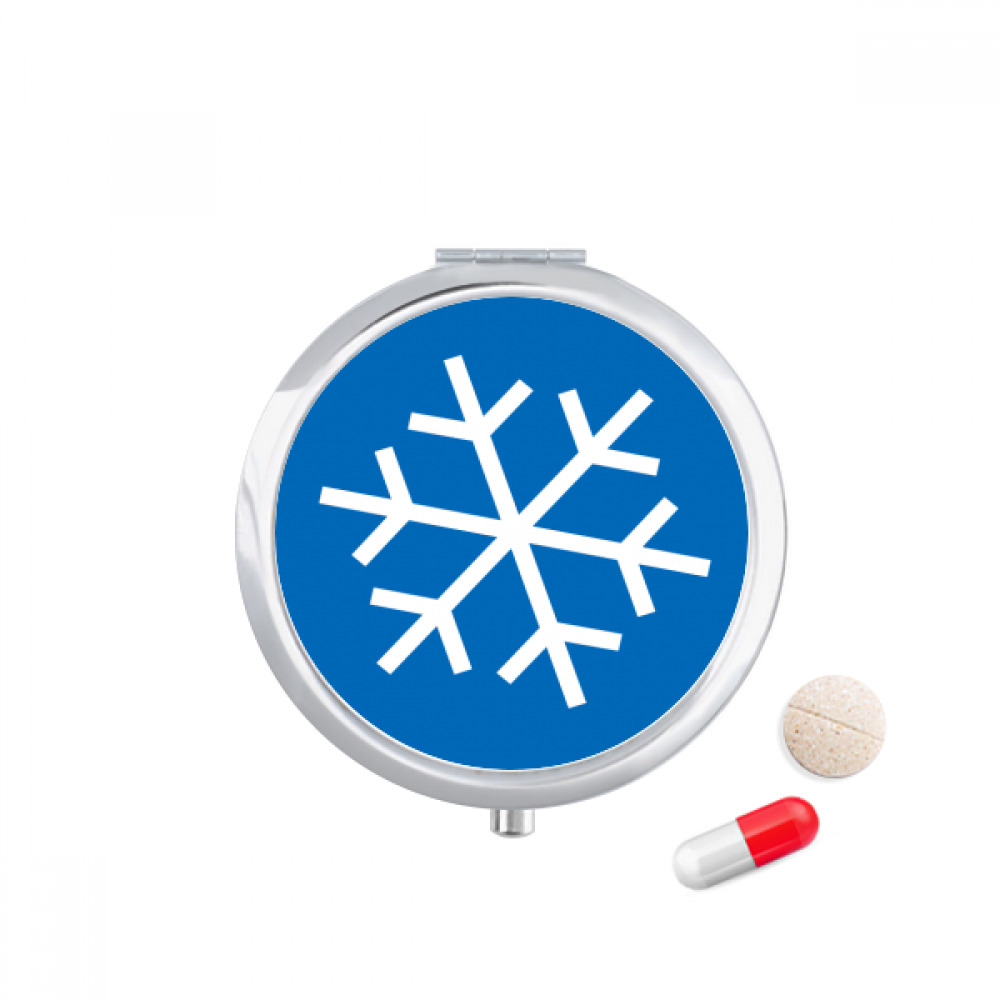 Winter Sport Snowflake Blue Outline Pill Case Pocket Medicine Storage Box Container Dispenser